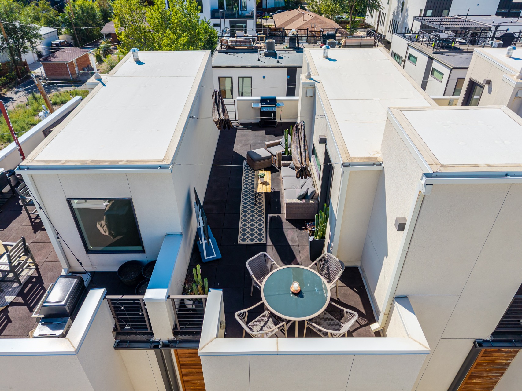 Overhead view of the private rooftop terrace